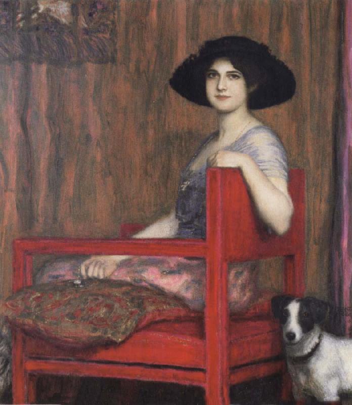 Fernand Khnopff Mary von Stuck in a Red Armchair France oil painting art
